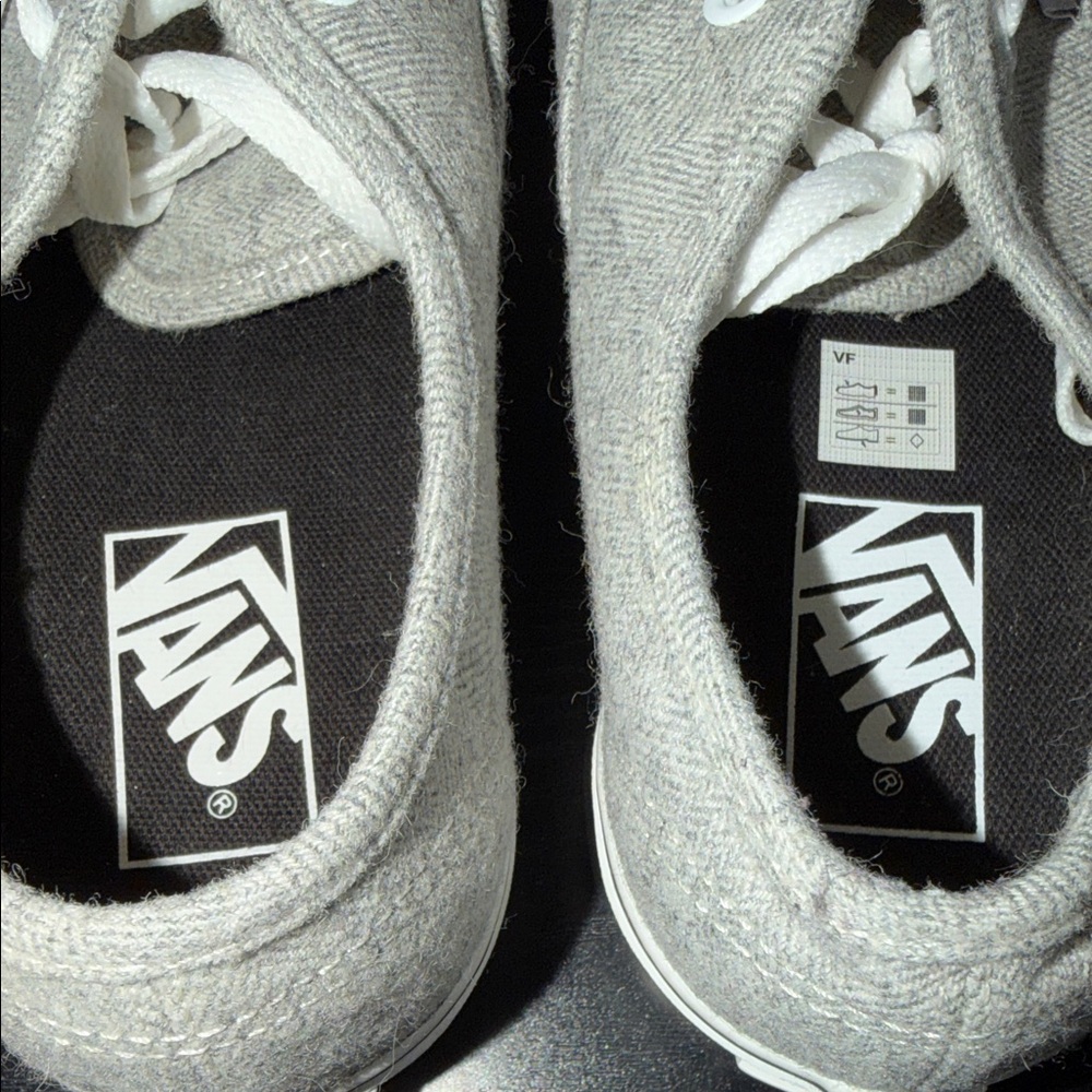 Vans Classic Gray and White Canvas Shoes - Picture 4 of 6